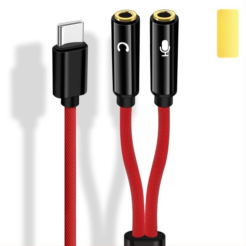 Lianpu Type-C két 3,5 mm-es audio adapter fejhallgatóhoz és mikrofonhoz – 2 az 1-ben, kompatibil Samsung, Google, Huawei, Glory, Xiaomi
