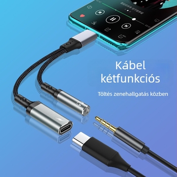 Type-C digitális audió dekóder adapter - 2-az-1-ben fejhallgató kiegészítő, modell T23-T24