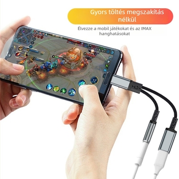 Type-C digitális audió dekóder adapter - 2-az-1-ben fejhallgató kiegészítő, modell T23-T24