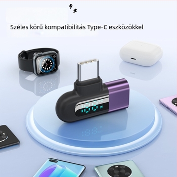 Digitális kijelzős 120W Type-C L-alakú adapter, univerzális gyors töltés