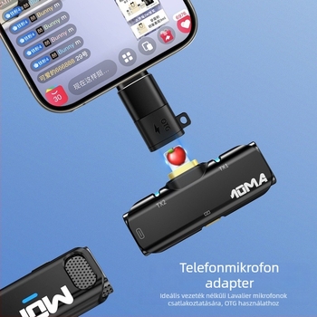 OTG Type-C adapter mobiltelefonokra és tabletekhez töltéssel, multifunkcionális vezeték nélküli mikrofon – Digital Fox