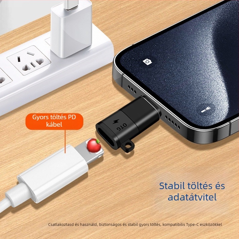 OTG Type-C adapter mobiltelefonokra és tabletekhez töltéssel, multifunkcionális vezeték nélküli mikrofon – Digital Fox