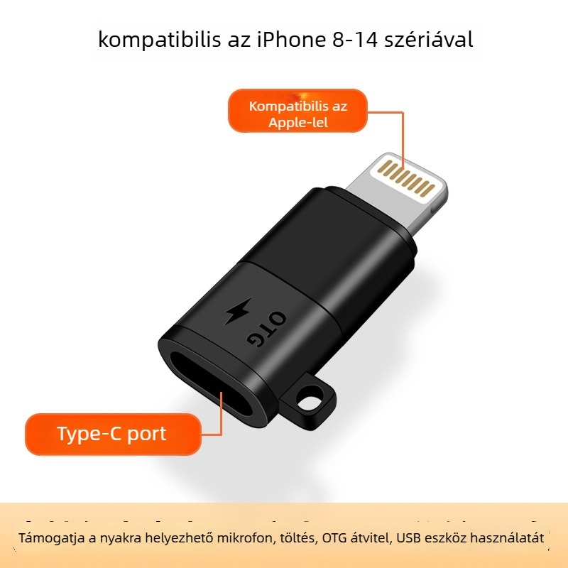 OTG Type-C adapter mobiltelefonokra és tabletekhez töltéssel, multifunkcionális vezeték nélküli mikrofon – Digital Fox