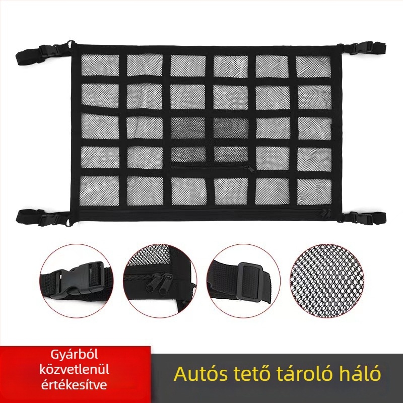 Csomagtartó hálós tároló, 3 rekesz, csempés elrendezés, logóval testreszabható