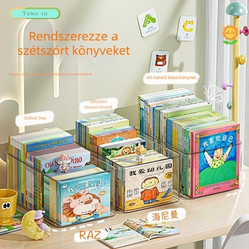 Átlátszó akril asztali tároló a gyerekek képeskönyveihez – asztali rendező