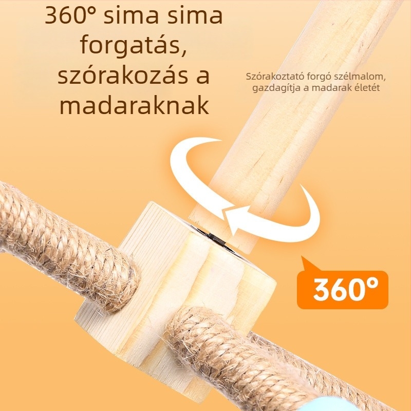 Papagáj játék vasból készült szélmalom állvánnyal, mászó hálóval és hintával, modell N284011