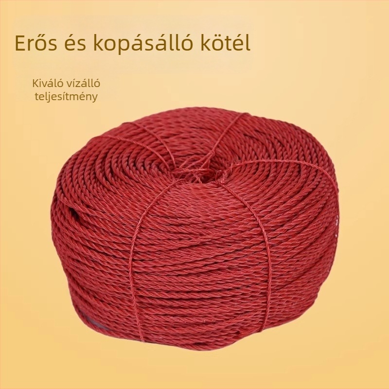 Háromszálú PE kötél, 3–30 mm átmérőjű, áruk rögzítésére; erős halászháló kötél, tengeri polietilén kötél