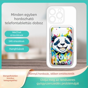 Kangzhao tablettás doboz, rajzfilmszerű stílus, hordozható, 50 ml kapacitás, TPU és műanyag