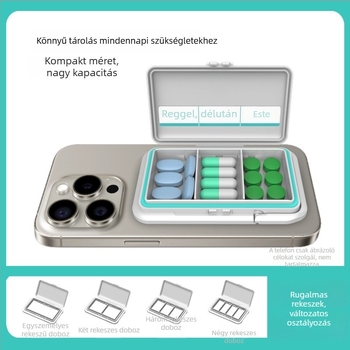 Kangzhao tablettás doboz, rajzfilmszerű stílus, hordozható, 50 ml kapacitás, TPU és műanyag
