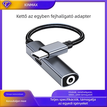 KINMAX AD06 Type-C-s 3,5 mm-es audio- és töltőadapter – 2 az 1-ben fejhallgató- és töltőadapter Type-C eszközöknek (Google, Samsung, Huawei, Xiaomi, Apple 15/16 sorozat)