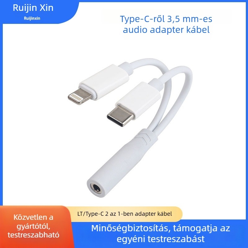 Type-C–tól 3,5 mm-es audio adapter kábel iPhone/iPad készülékekhez, Modell 2228