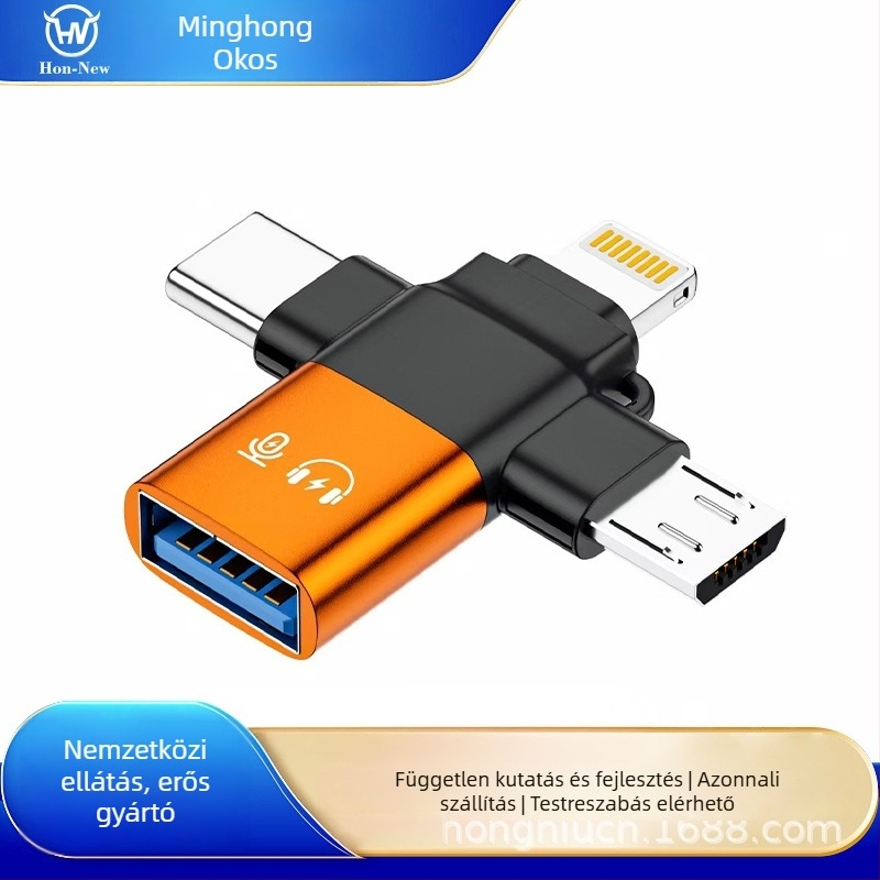 Cross OTG adapter, 3 az 1-ben USB-C OTG konverter Apple, Huawei, Oppo, Xiaomi és Vivo készülékekhez