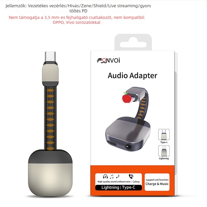 Type-C–től 3,5 mm-es audió adapterkábel (Realtek 5686) USB-C telefonokra, privát modell, licencelt magán címke