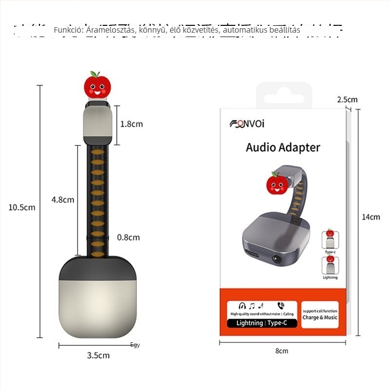 Type-C–től 3,5 mm-es audió adapterkábel (Realtek 5686) USB-C telefonokra, privát modell, licencelt magán címke