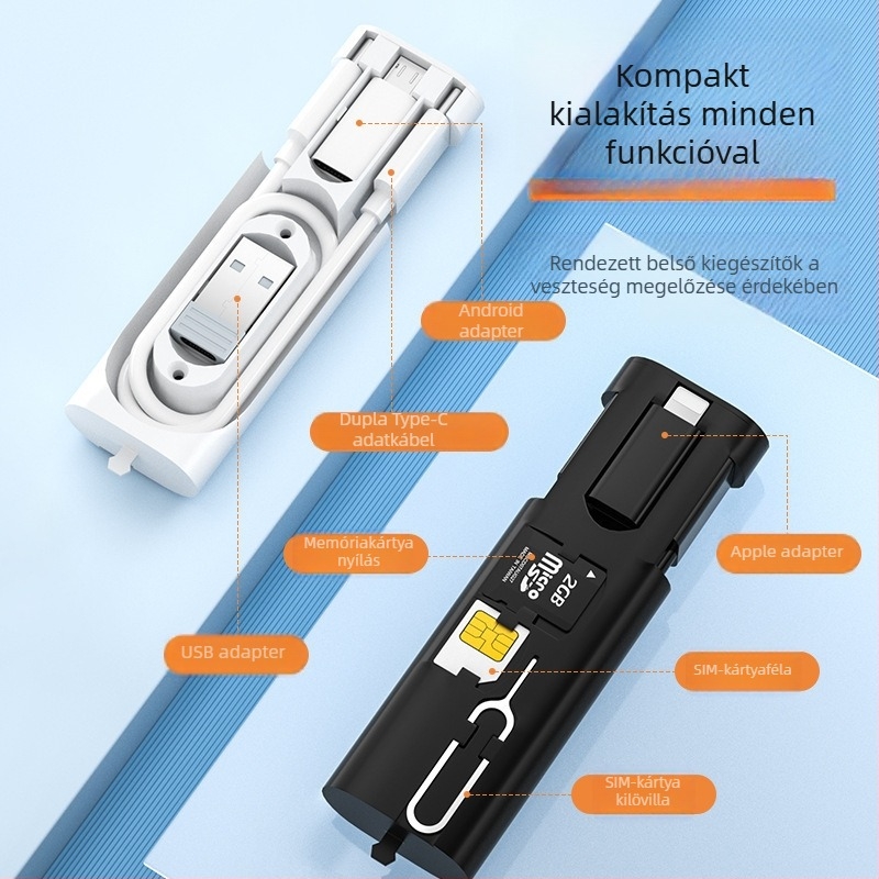 Öt az egyben tároló doboz 66W gyorstöltéssel és USB adatkábel-adapterrel – univerzális kompatibilitás