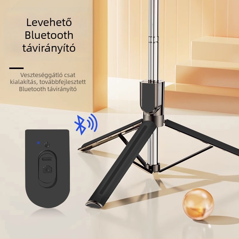Mobiltelefon élő közvetítéshez és fotózáshoz készült állvány, kompakt és hordozható, vezeték nélküli Bluetooth selfie bot, multifunkcionális, kézben tartható kialakítás