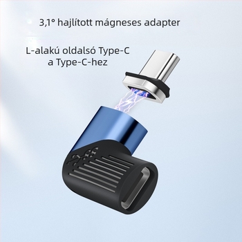 Mágneses USB-C szögletes adapter — 40Gbps átviteli sebesség, Thunderbolt 4, 100W gyorstöltés, OTG
