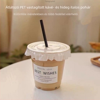 Egyszer használatos tej-tea pohár, vastag, átlátszó műanyag pohár hideg italokhoz, 1 L vagy nagyobb kapacitás, nyomtatott logó, testreszabható