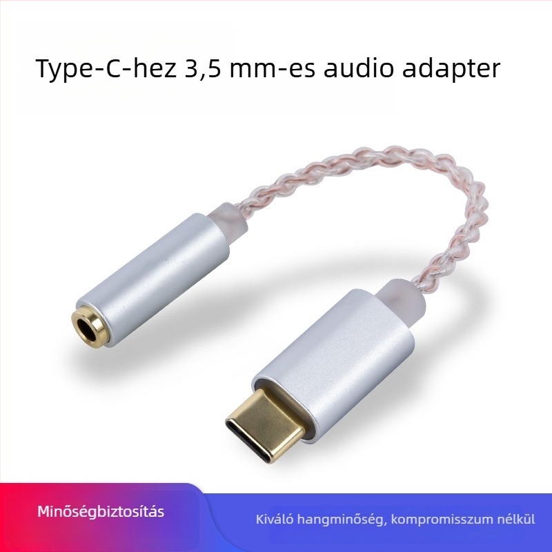 Kinmax BA02_R2 Type-C to DAC digitális audió dekóder és fejhallgató erősítő adapter, 32-bit 384 kHz, külső DAC ALC5686