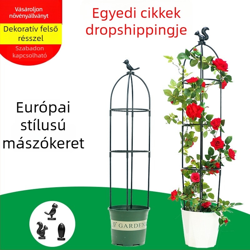 Klematisz kapaszkodó rács, rózsállvány, kertészeti kapaszkodó növényekhez, balkonra szánt kapaszkodó keret, Európai stílusú virágtartó