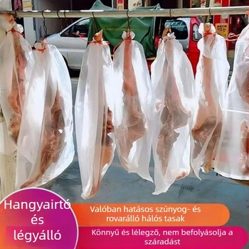 Nylon hálós zsák hús szárításához – legyek és rovarok elleni védelem, alkalmas bacon és sonka szárítására, hús felakasztásához
