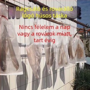 Nylon hálós zsák hús szárításához – legyek és rovarok elleni védelem, alkalmas bacon és sonka szárítására, hús felakasztásához