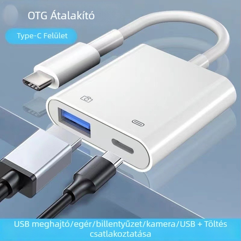 OTG USB-C 2-in-1 adapter Apple készülékekhez, támogatja a USB pendrive
