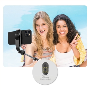 Selfie bot Q02 stabilizátor Bluetooth távirányítóval, hordozható, ABS + rozsdamentes acél, univerzális stílus