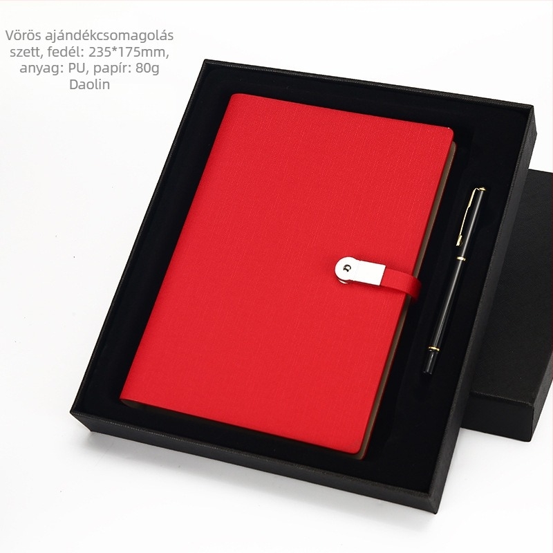 PU borítós notesz texturált külsővel, USB csat, laza lapok kötése (loose-leaf), Dowling papír 80 gsm, 100–200 oldal