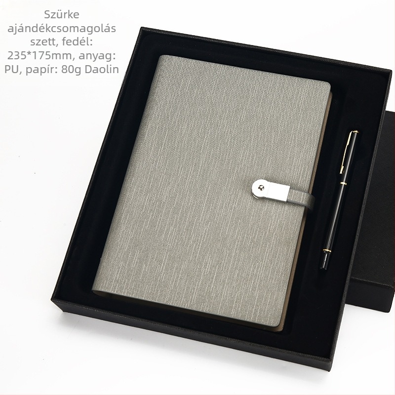 PU borítós notesz texturált külsővel, USB csat, laza lapok kötése (loose-leaf), Dowling papír 80 gsm, 100–200 oldal