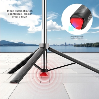 Univerzális Bluetooth Selfie Stick kézi stabilizátorral és LED világítással, modell F18, műanyag test