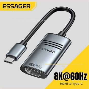 HDMI–Type-C adapter, 8K támogatás, ESSAGER Clear Series, tápellátás külső forrás nélkül, USB-C interfész