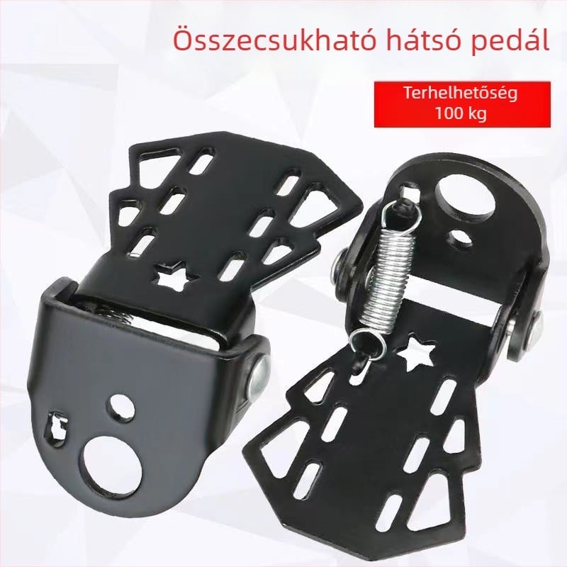 Hátsó ülés pedálja kerékpárhoz – univerzális összecsukható gyerekbiztonsági pedál MTB és elektromos kerékpárhoz, modell 281, acélból készült, licencelhető magáncímke