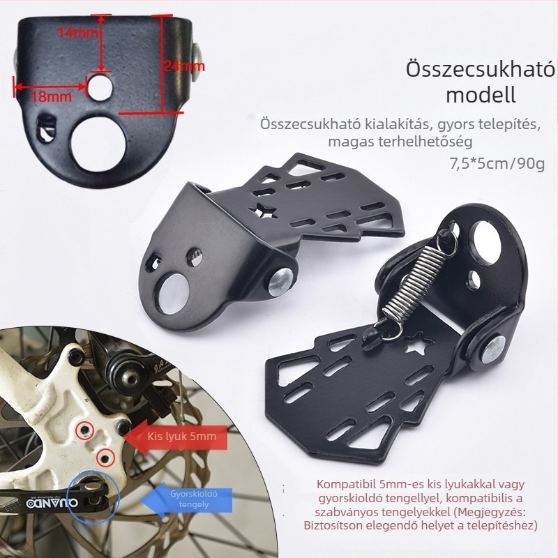 Hátsó ülés pedálja kerékpárhoz – univerzális összecsukható gyerekbiztonsági pedál MTB és elektromos kerékpárhoz, modell 281, acélból készült, licencelhető magáncímke