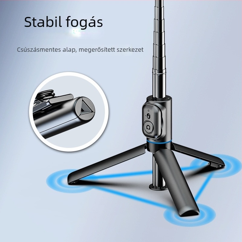 ZACH Lecsatolható szelfi pálca Bluetooth asztali állvánnyal, világítással és telefonklippel – mini tripod