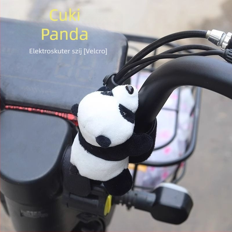 Kormány Panda baba dekoráció — aranyos textil dísz, karikatúra stílusú kiegészítő kerékpárhoz és motorkerékpárhoz (Anyag: textil; Stílus: karikatúra; Márka: Trenika; Funkció: Díszítés)