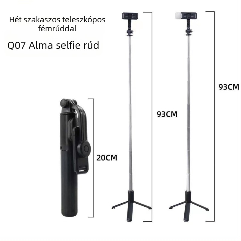 Q07 Bluetooth önarcképbot integrált többfunkciós élő közvetítésre szolgáló háromlábú állvánnyal, kihúzható, világítással és távirányítóval