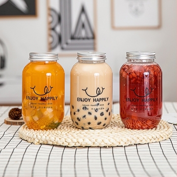 Egyszer használatos tej-tea pohár fedővel, négyszögletes PET pohár 501-600 ml, biológiailag lebomló, logó nyomtatás lehetséges