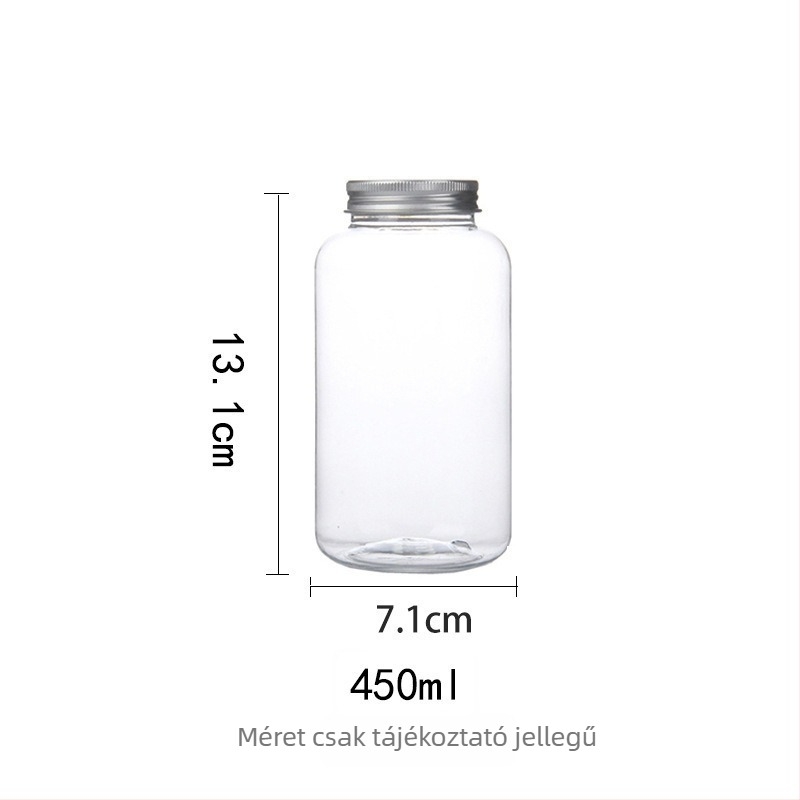 Egyszer használatos tej-tea pohár fedővel, négyszögletes PET pohár 501-600 ml, biológiailag lebomló, logó nyomtatás lehetséges