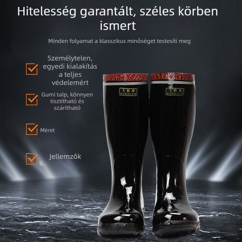 Flying Crane magasított biztonsági bakancs acélorral, természetes gumi és pamut bélés, ütésvédelmi funkció, bányászathoz, csúszásmentes, tartós