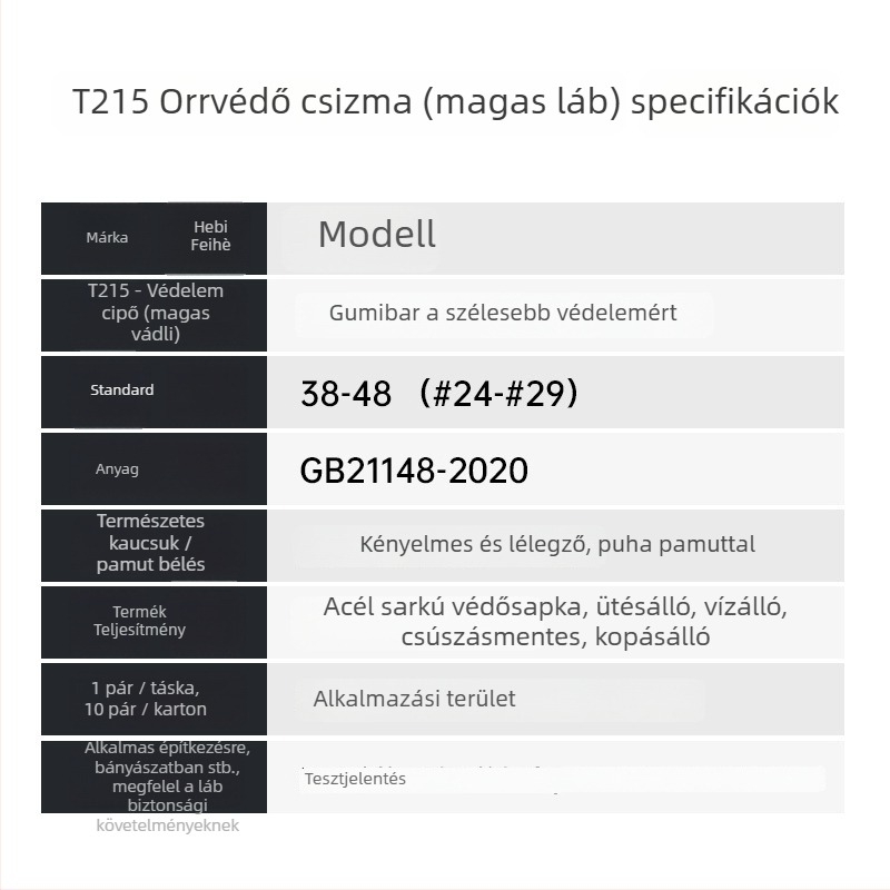 Flying Crane magasított biztonsági bakancs acélorral, természetes gumi és pamut bélés, ütésvédelmi funkció, bányászathoz, csúszásmentes, tartós