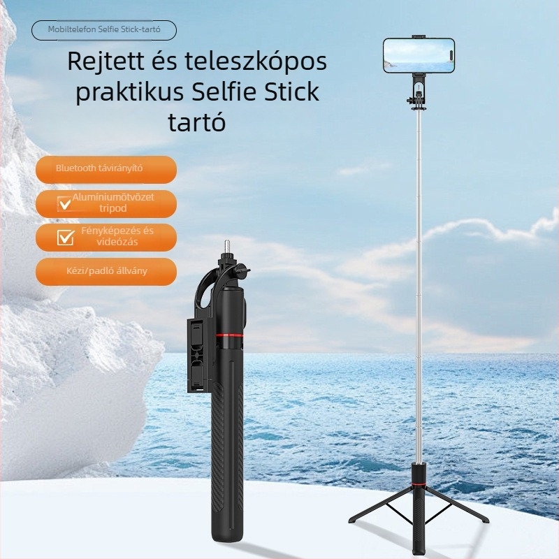 X2020D Bluetooth Selfie Bot Tripoddal, ABS+Rozsdamentes acél, Univerzális kompatibilitás, Nettó tömeg 273 g