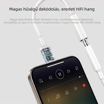 iPhone 7–14 kompatibil 3,5 mm fejhallgató adapter kábel, audio konverter, Plug‑and‑Play
