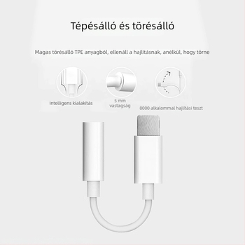 iPhone 7–14 kompatibil 3,5 mm fejhallgató adapter kábel, audio konverter, Plug‑and‑Play