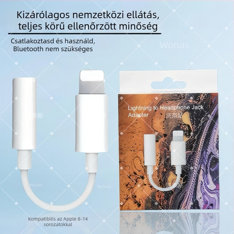 iPhone 7–14 kompatibil 3,5 mm fejhallgató adapter kábel, audio konverter, Plug‑and‑Play