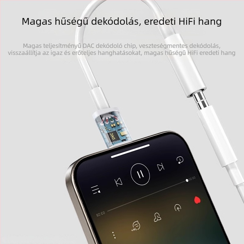 iPhone 7–14 kompatibil 3,5 mm fejhallgató adapter kábel, audio konverter, Plug‑and‑Play