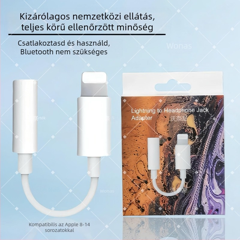 iPhone 7–14 kompatibil 3,5 mm fejhallgató adapter kábel, audio konverter, Plug‑and‑Play