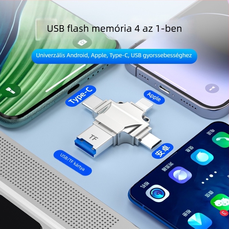 Három az egyben OTG adapter Apple okostelefonokhoz USB-C interfész (Modell: Three-in-one adapter, Kód: A)