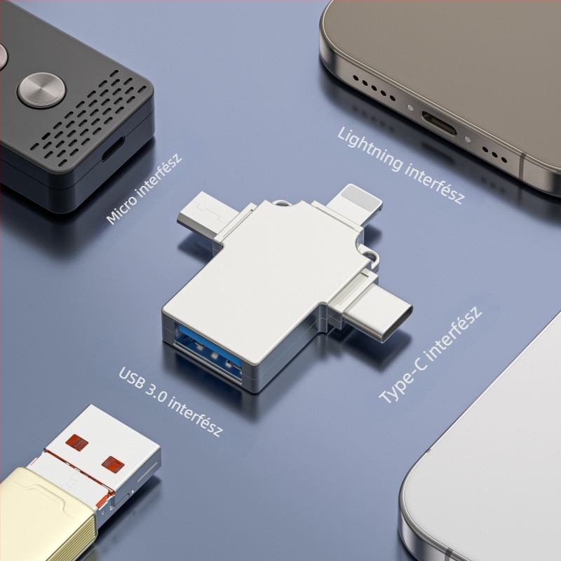 Három az egyben OTG adapter Apple okostelefonokhoz USB-C interfész (Modell: Three-in-one adapter, Kód: A)