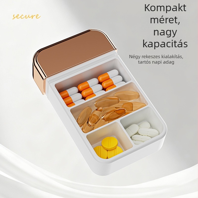 RC-006 tablettás doboz, ABS, fiókos kialakítás, hordozható, 50 ml kapacitás